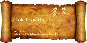 Zink Klaudia névjegykártya